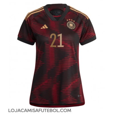 Camisa de Futebol Alemanha Ilkay Gundogan #21 Equipamento Secundário Mulheres Mundo 2022 Manga Curta